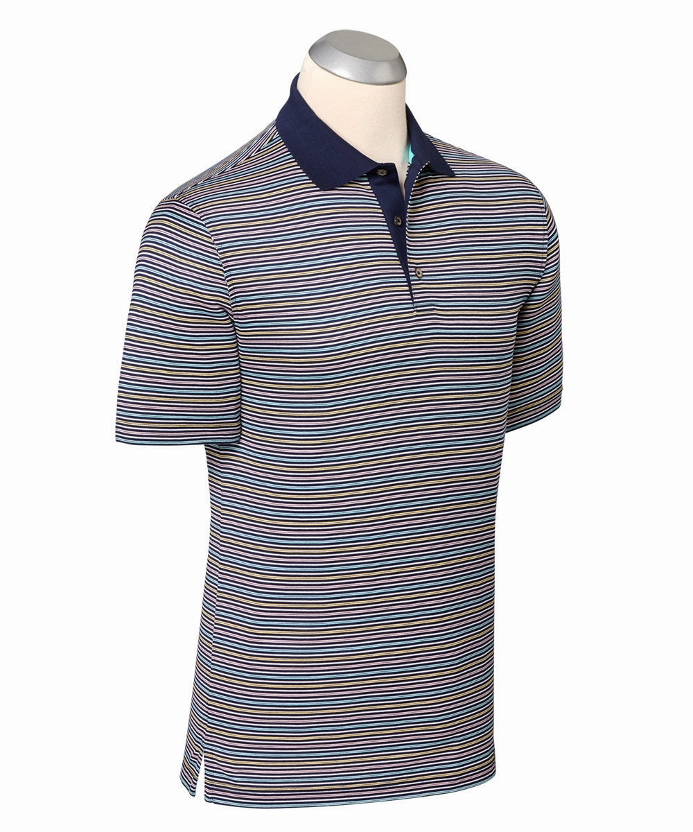 Bliss Luxe 100% Mercerized Cotton Stripe Polo Shirt Smart Layer