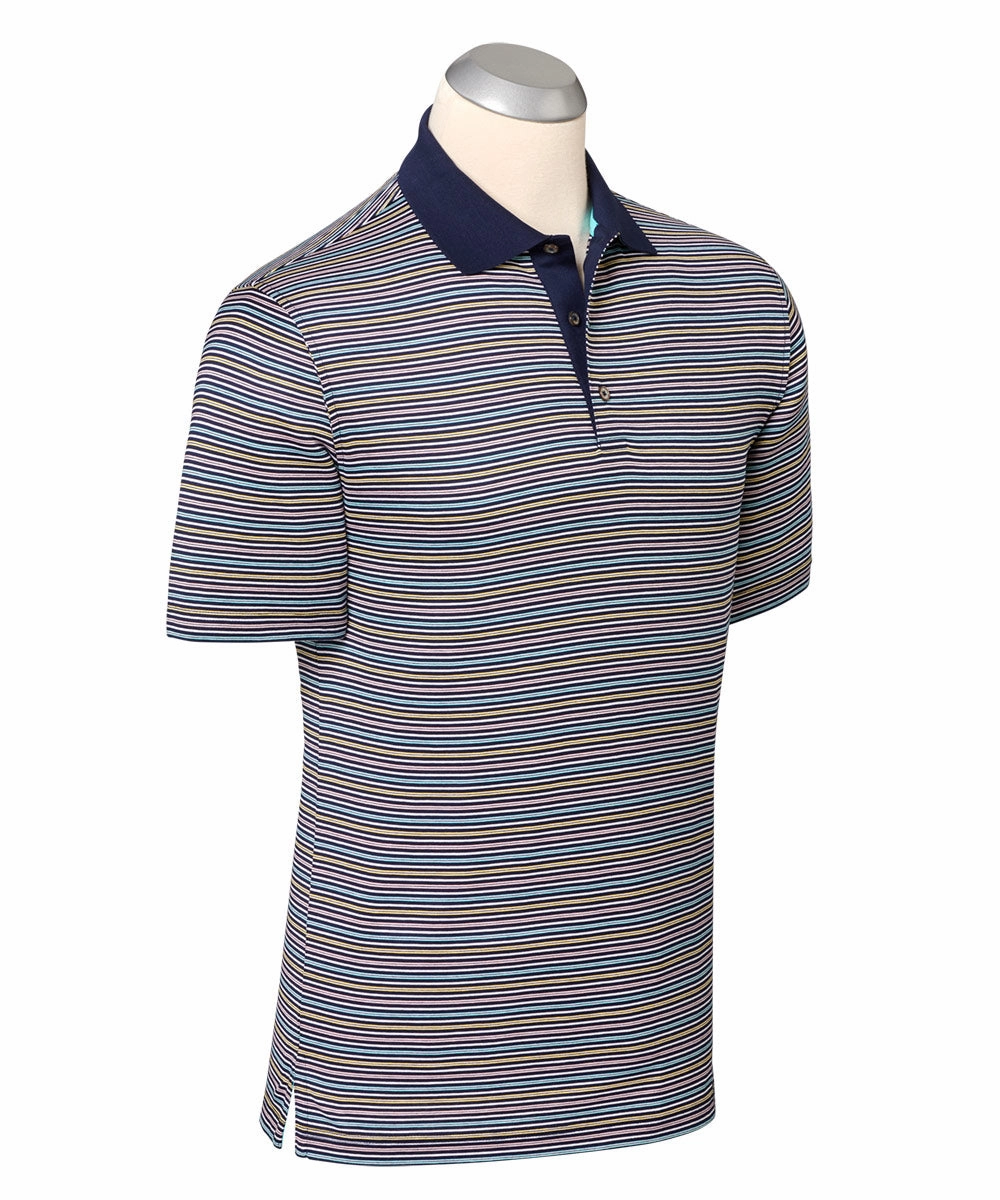 Bliss Luxe 100% Mercerized Cotton Stripe Polo Shirt Premium Look Tailored Silhouette