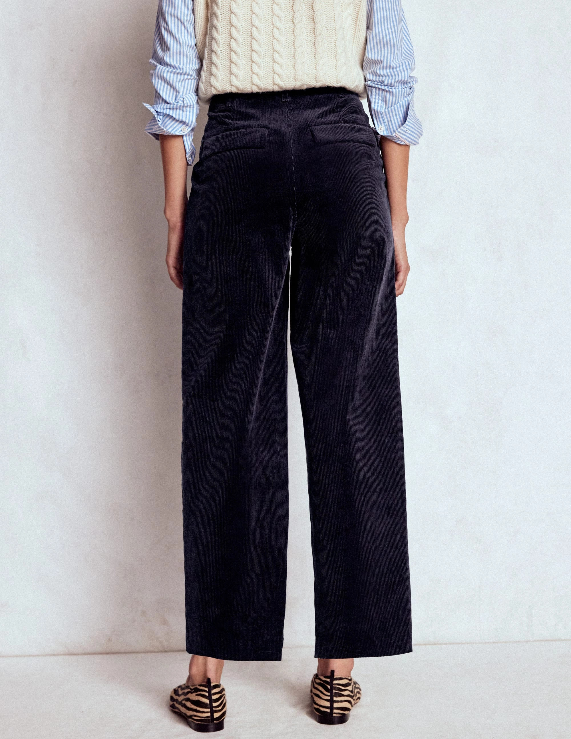 Bloomsbury Cord Trousers-NAVY FunctionalZipper