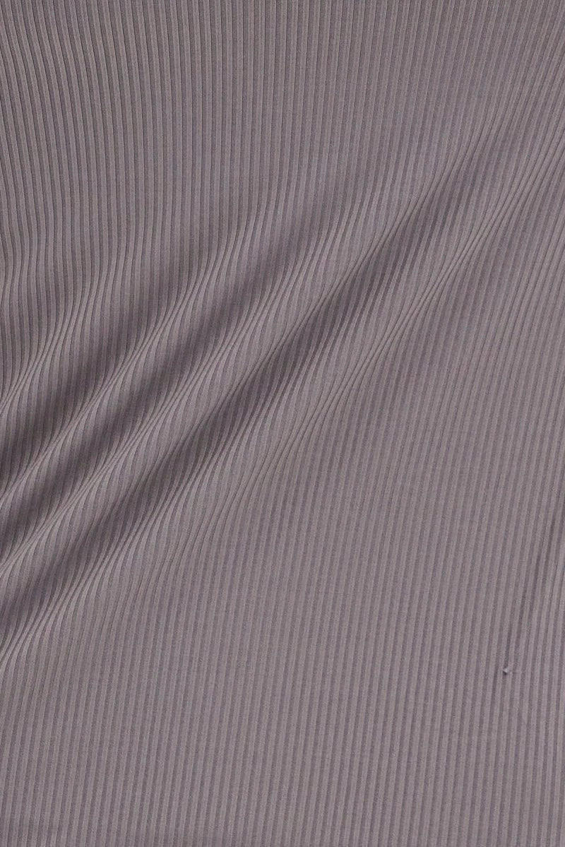 Grey Rib Jersey Midi Dress Tie Waist Street Ready