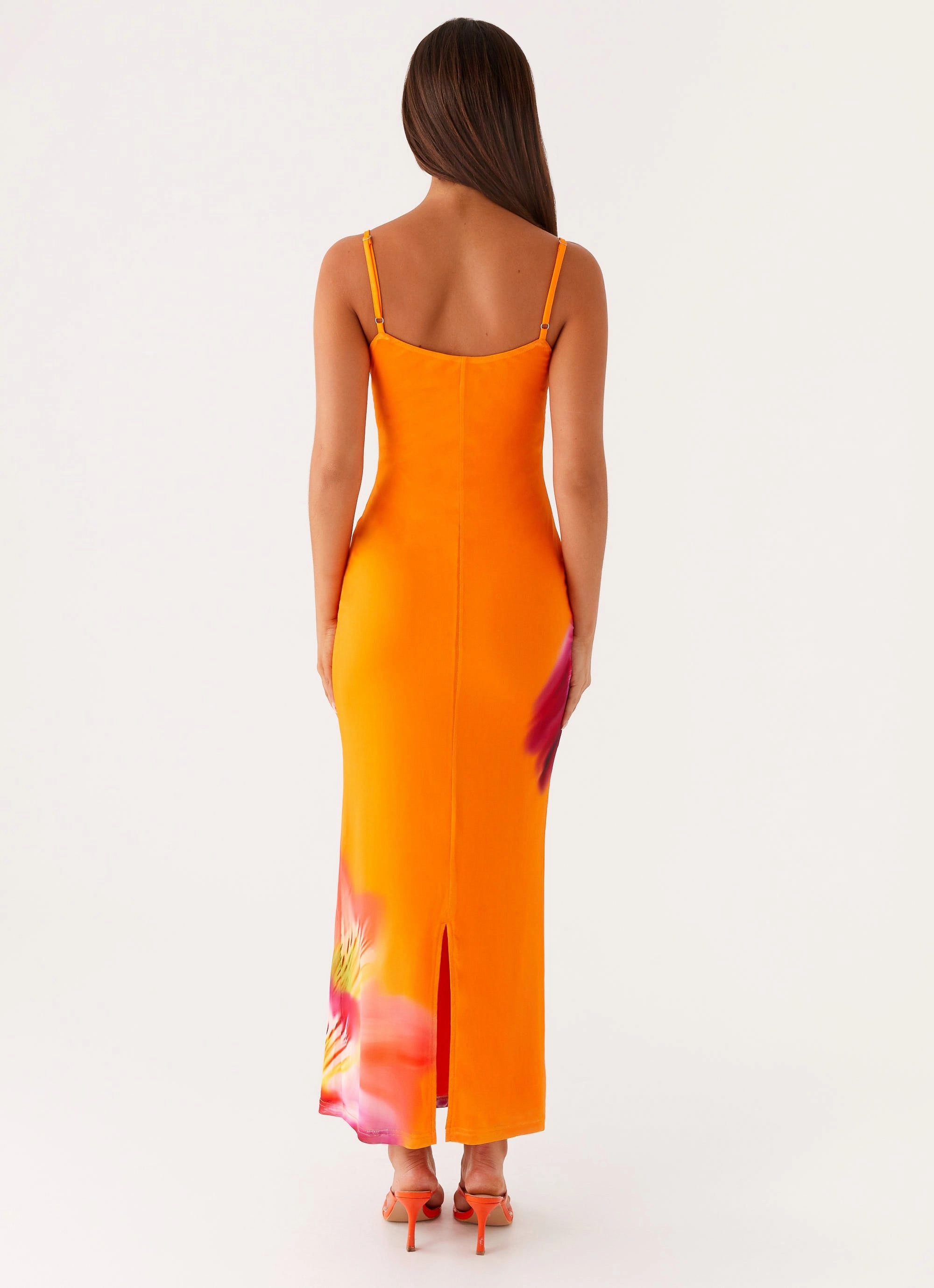 Flattering Style Fit Kasey Midi Dress - Orange Tropical