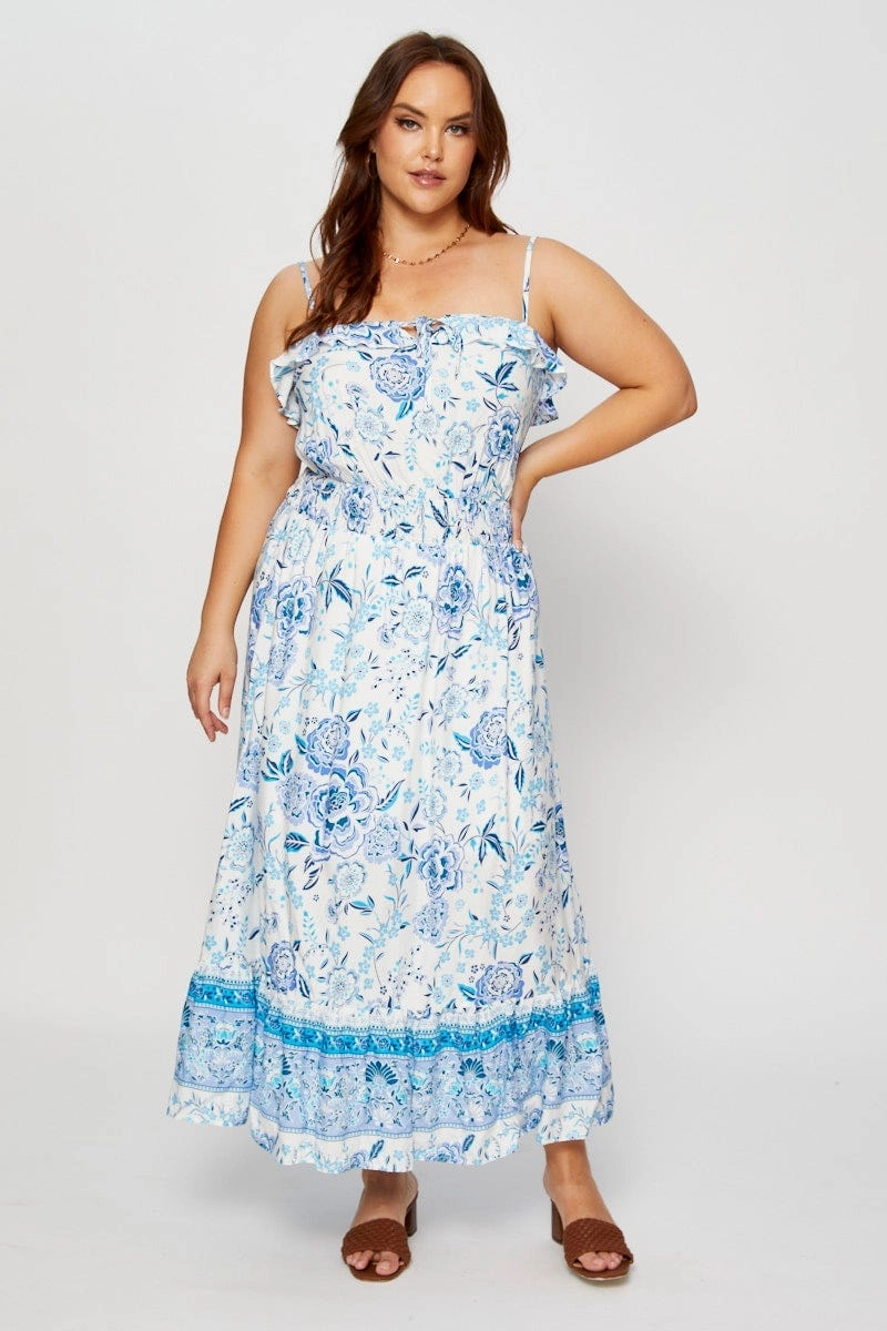 Boho Print Maxi Dress Square Neck Short Sleeve urban vibe Casual Smart