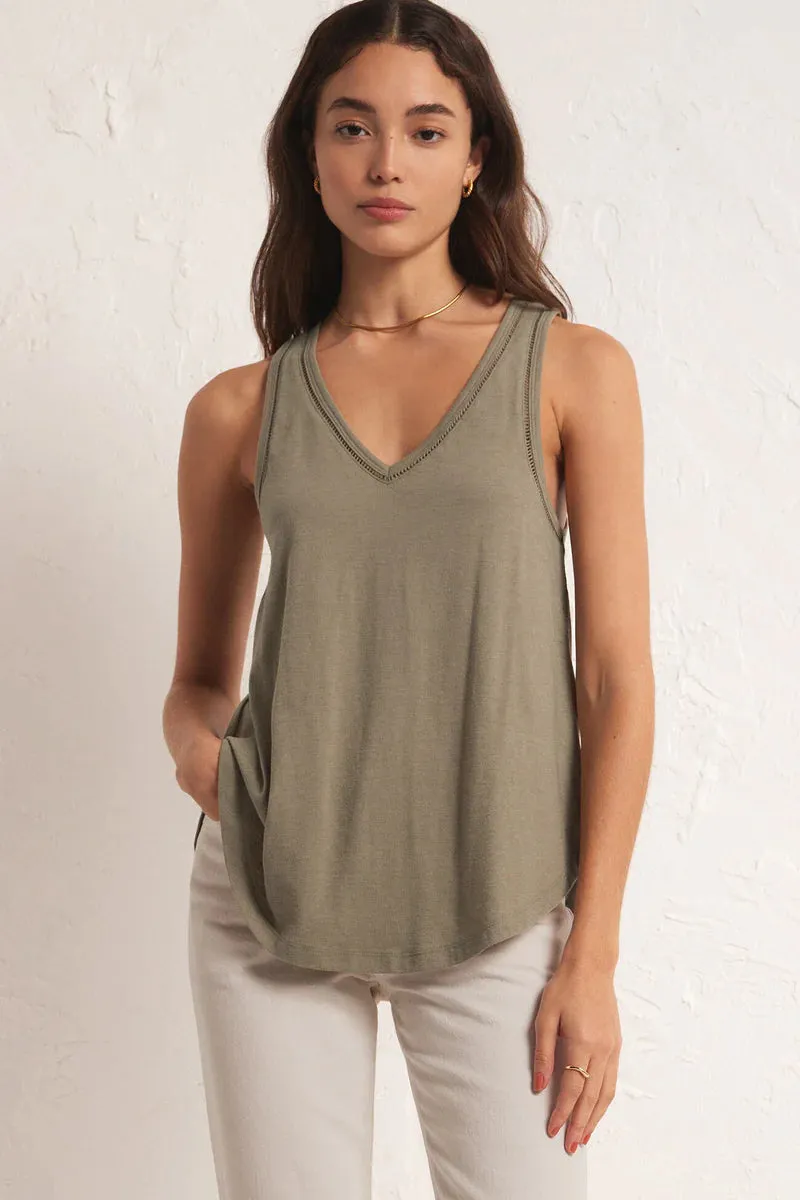 Bold Design Vagabond Lace Trim Tank | Rose, White, Willow Short Sleeve Soft Design