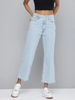 Affordable Unisex Wear Relaxed Style Work Ready Outdoor Enthusiast Women's Light Blue Ribcage Cropped Bootcut Fit High Rise Jeans