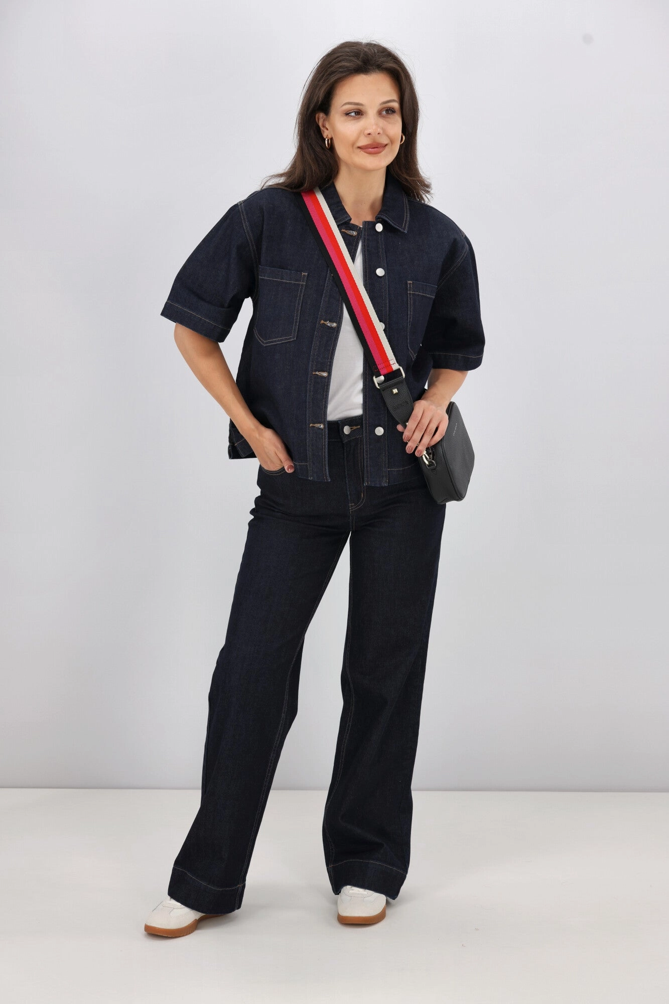 Shine On Label Nolan Short Sleeve Denim Shacket Indigo Secure Chest Pocket Double Stitch Reinforcement