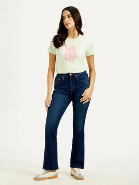 Women's 725 Navy Blue Flared Fit High Rise Jeans Comfortable Waist