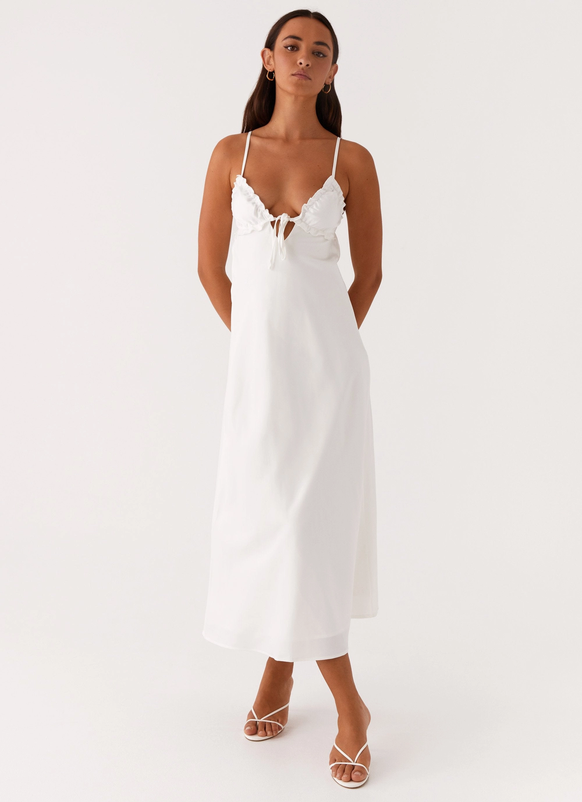 Influencer-Style Take Note Midi Dress - White