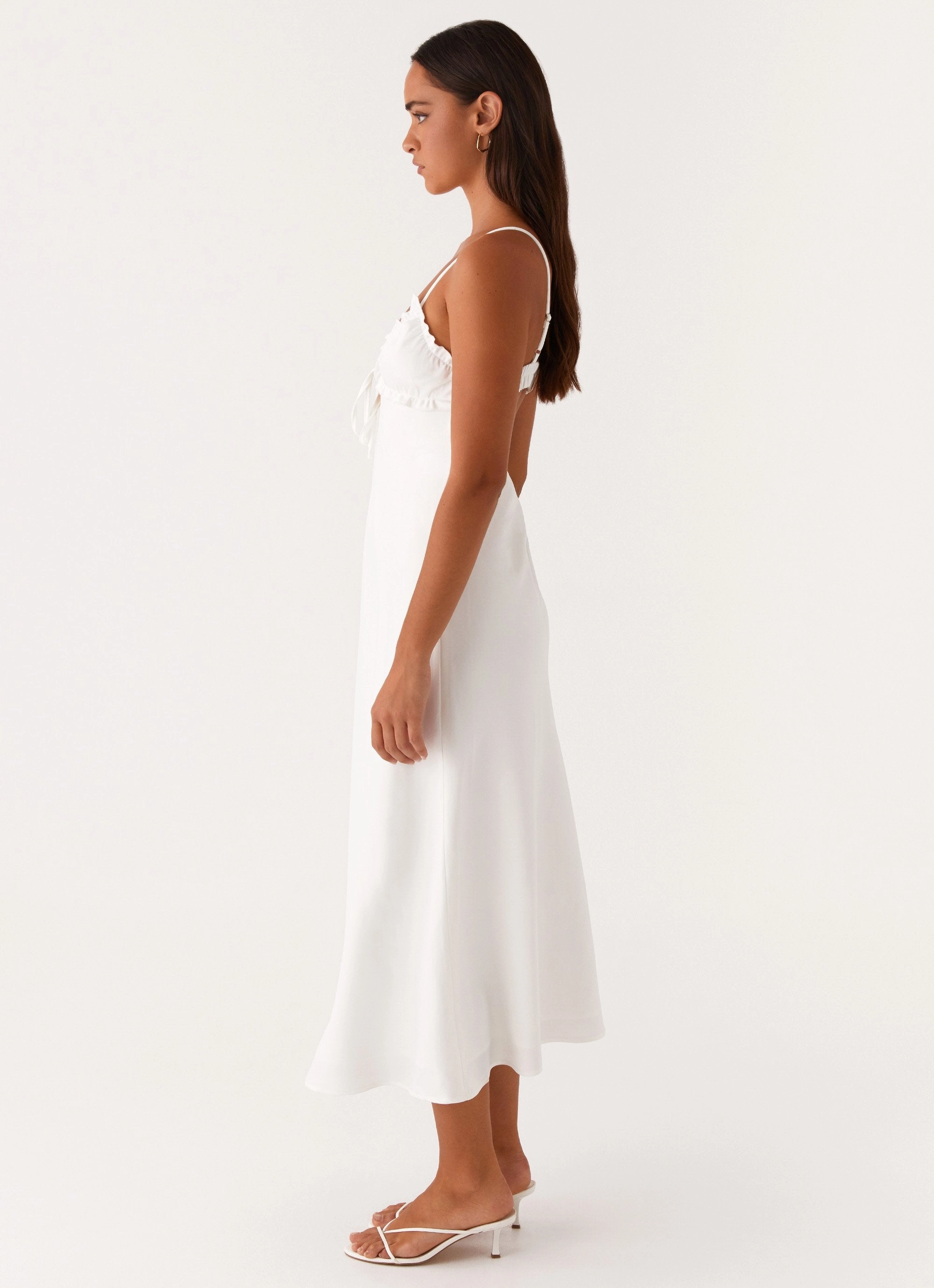 Trendy Layering FlatlockSeam Take Note Midi Dress - White