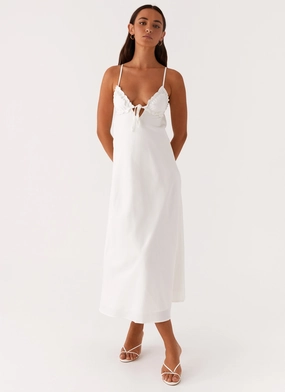 Influencer-Style Take Note Midi Dress - White