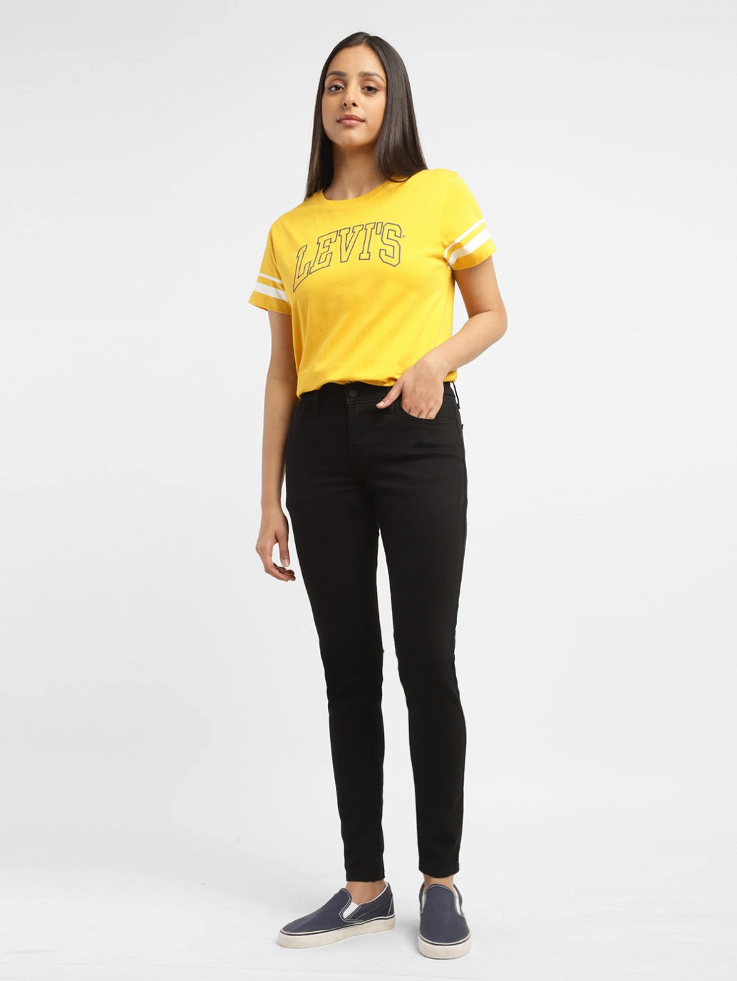 Women's 710 Black Skinny Fit Mid Rise Jeans Unisex Fashion Quick Dry Fabric