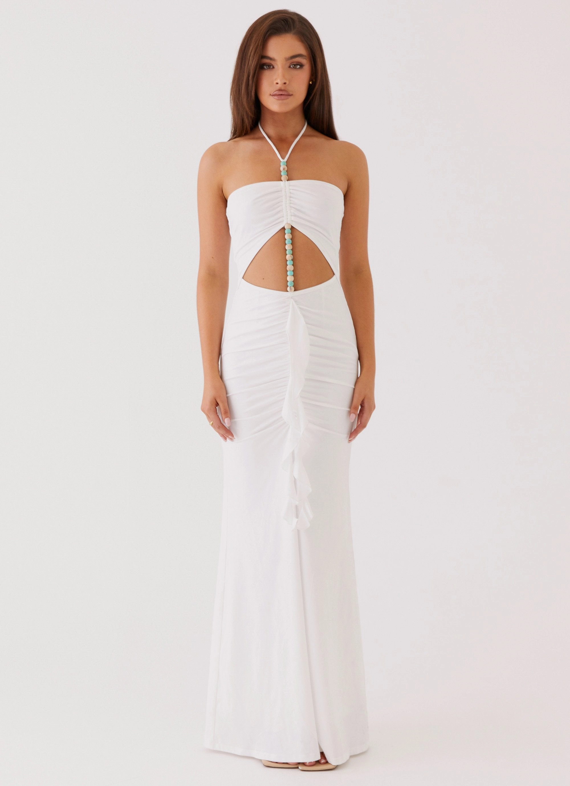 Serina Ruffle Maxi Dress - White Luxe Touch