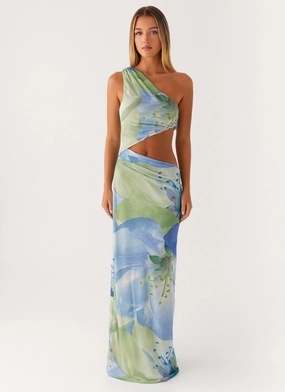Wilder Maxi Dress - Flower Print Button Accent