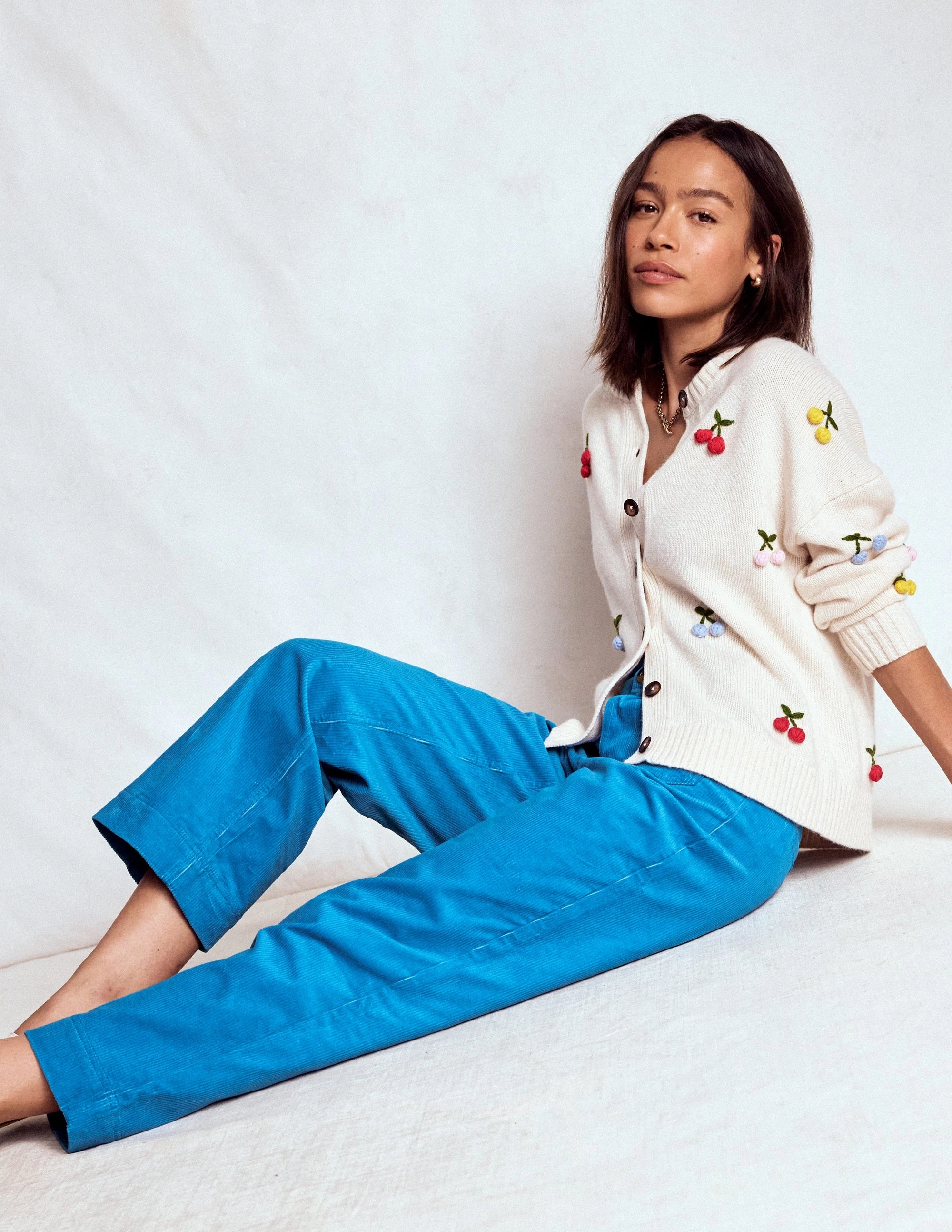 MoistureControlLiner Primrose Cord Trousers-Bright Blue