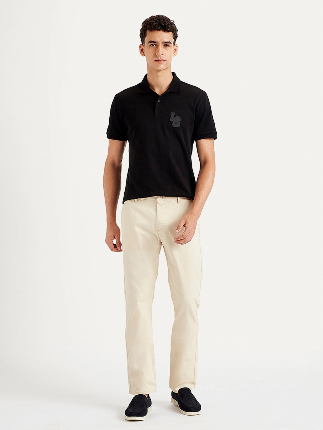 Smooth Texture Training Wear Men's Beige Slim Fit Chinos