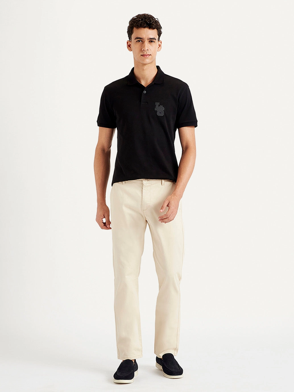 Moisture control Stretchable Fit Men's Beige Slim Fit Chinos