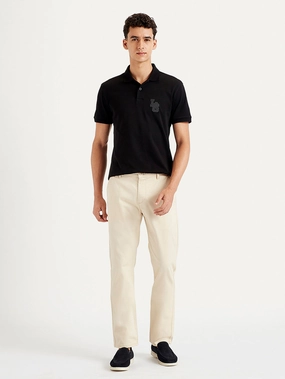 Smooth Texture Training Wear Men's Beige Slim Fit Chinos