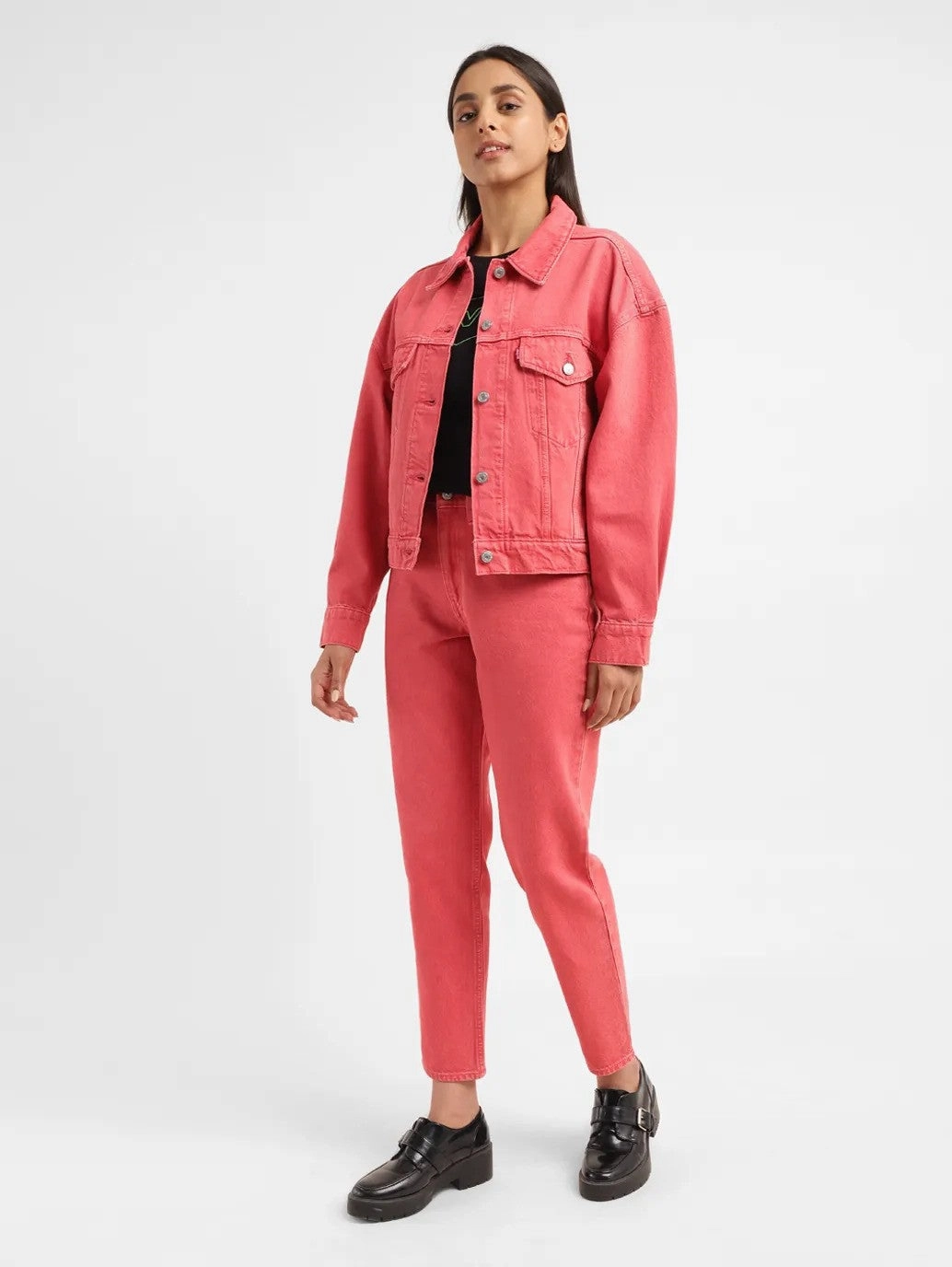 Contemporary Look Women's 80s Mom Pink Loose Fit High Rise Jeans