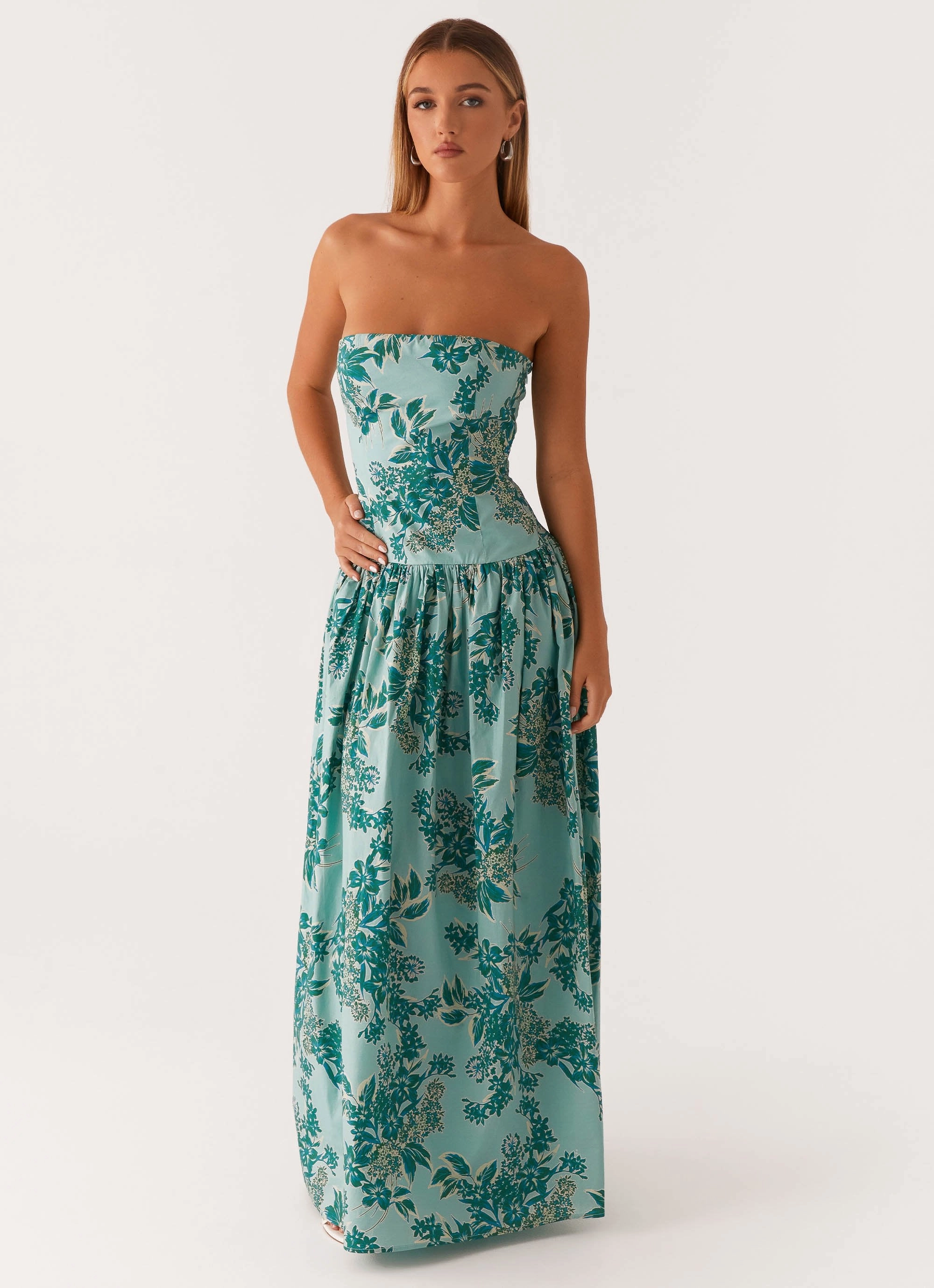 Zip-Closure Cool Motion Andorra Maxi Dress - Cloud Nine Floral