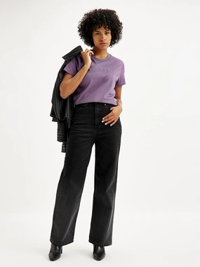 Women's Black Loose Fit High Rise Jeans Artist Vibe Work Meeting Casual Clean Outfit