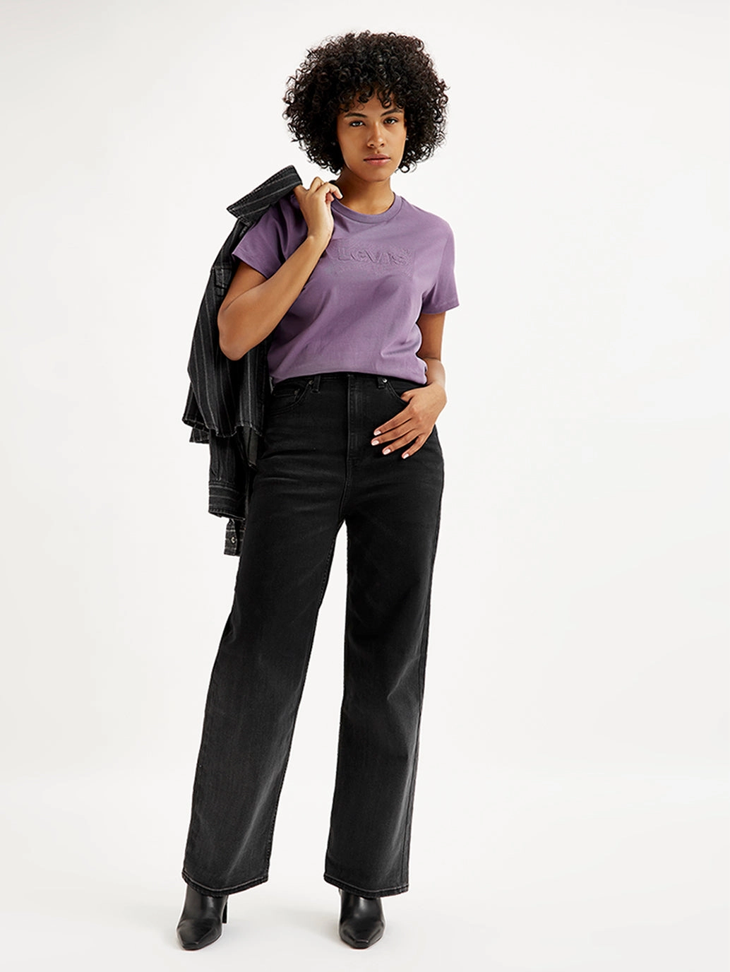 Minimal Aesthetic Women's Black Loose Fit High Rise Jeans