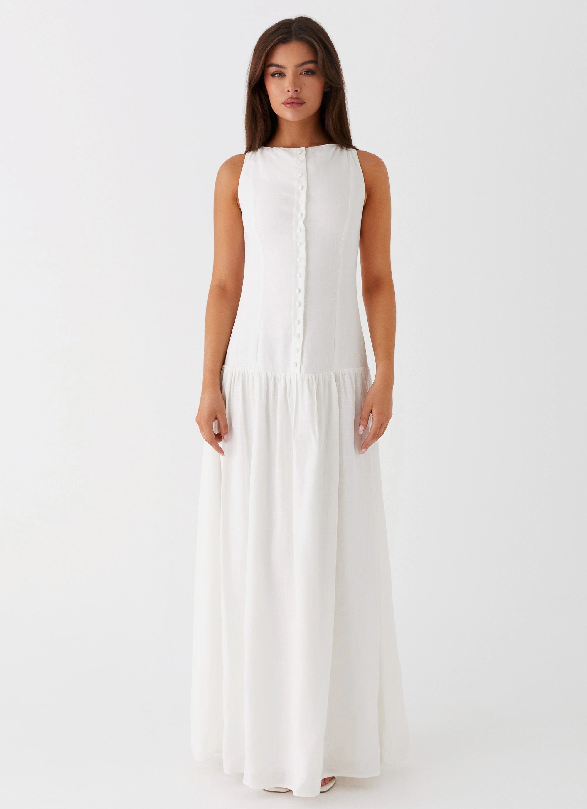 SoftTouchTexture Meggie Linen Maxi Dress - White