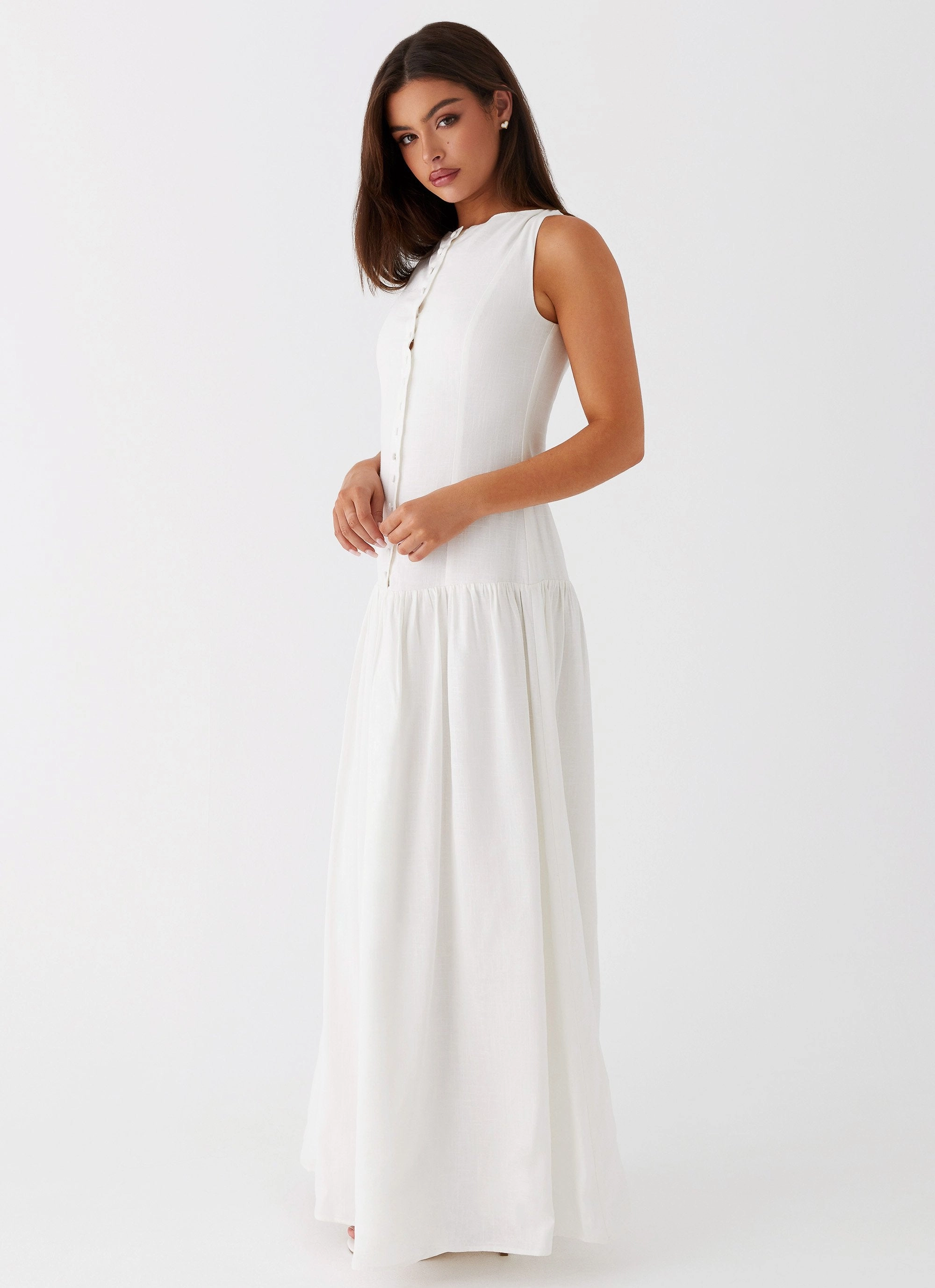 Meggie Linen Maxi Dress - White Odor-Control Stylish Touch