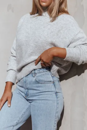 Brianna Mockneck Knit Sweater - Heather Grey Cool Layer Minimal Comfort