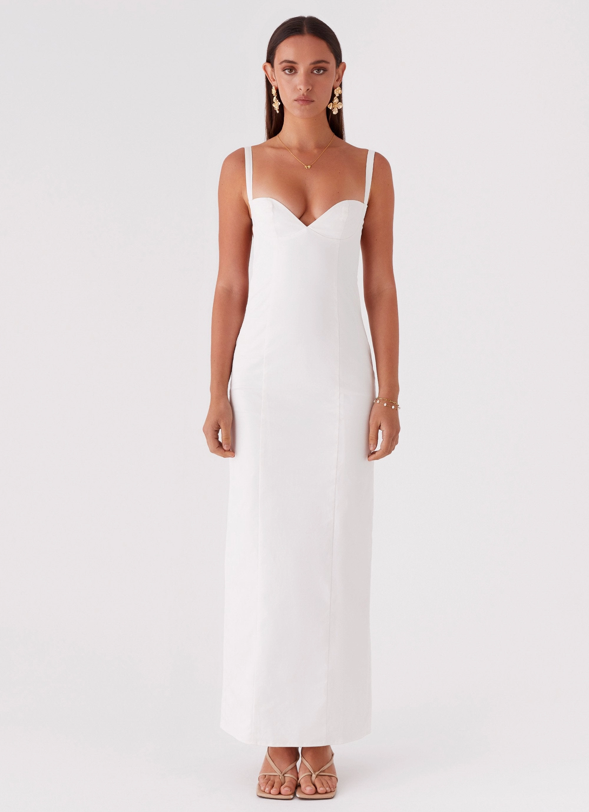 Naomi Backless Maxi Dress - Off White Travel-friendly