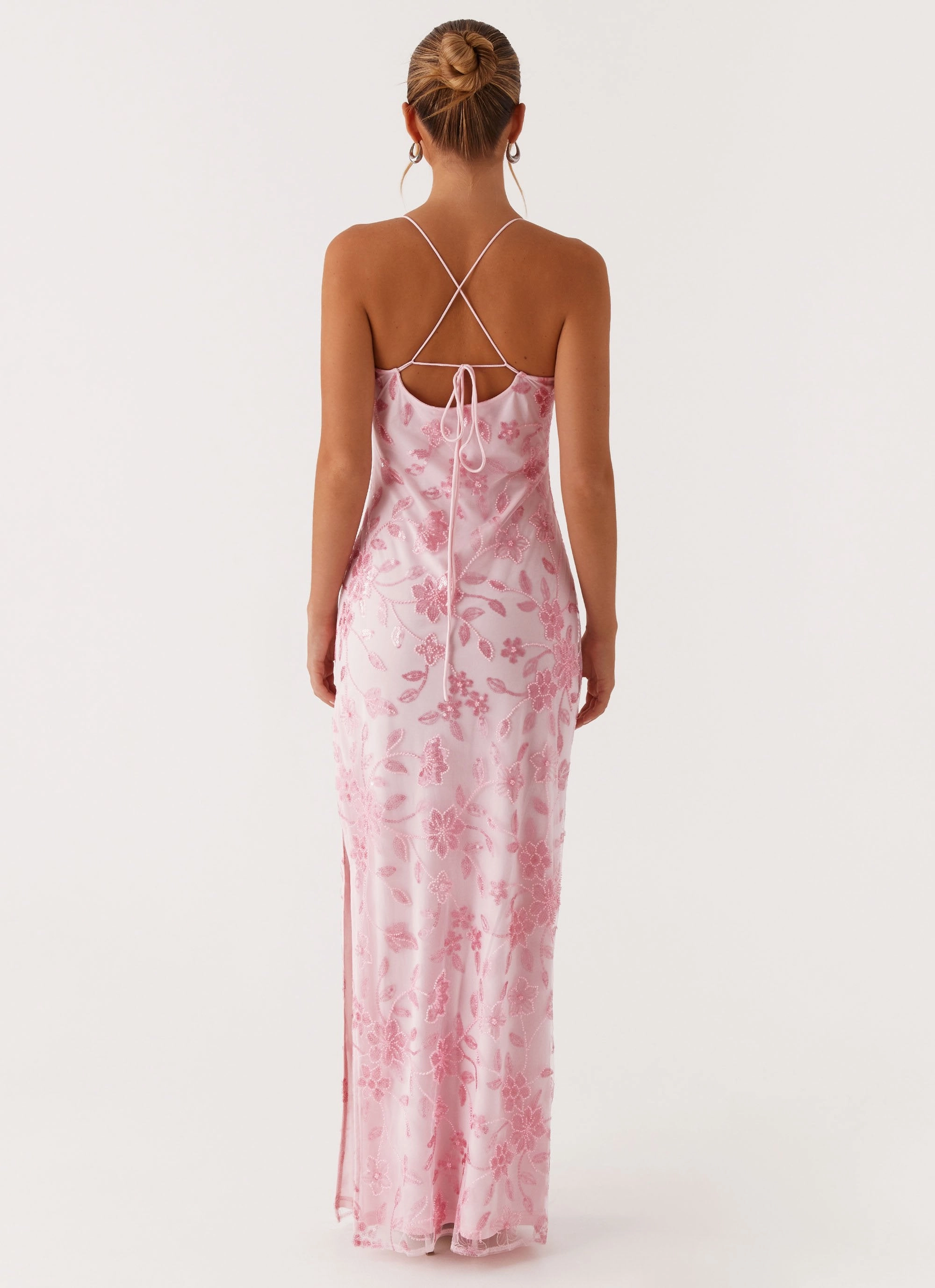 Bright Lights Beaded Maxi Dress - Pink Convertible-Style Subtle Stitch