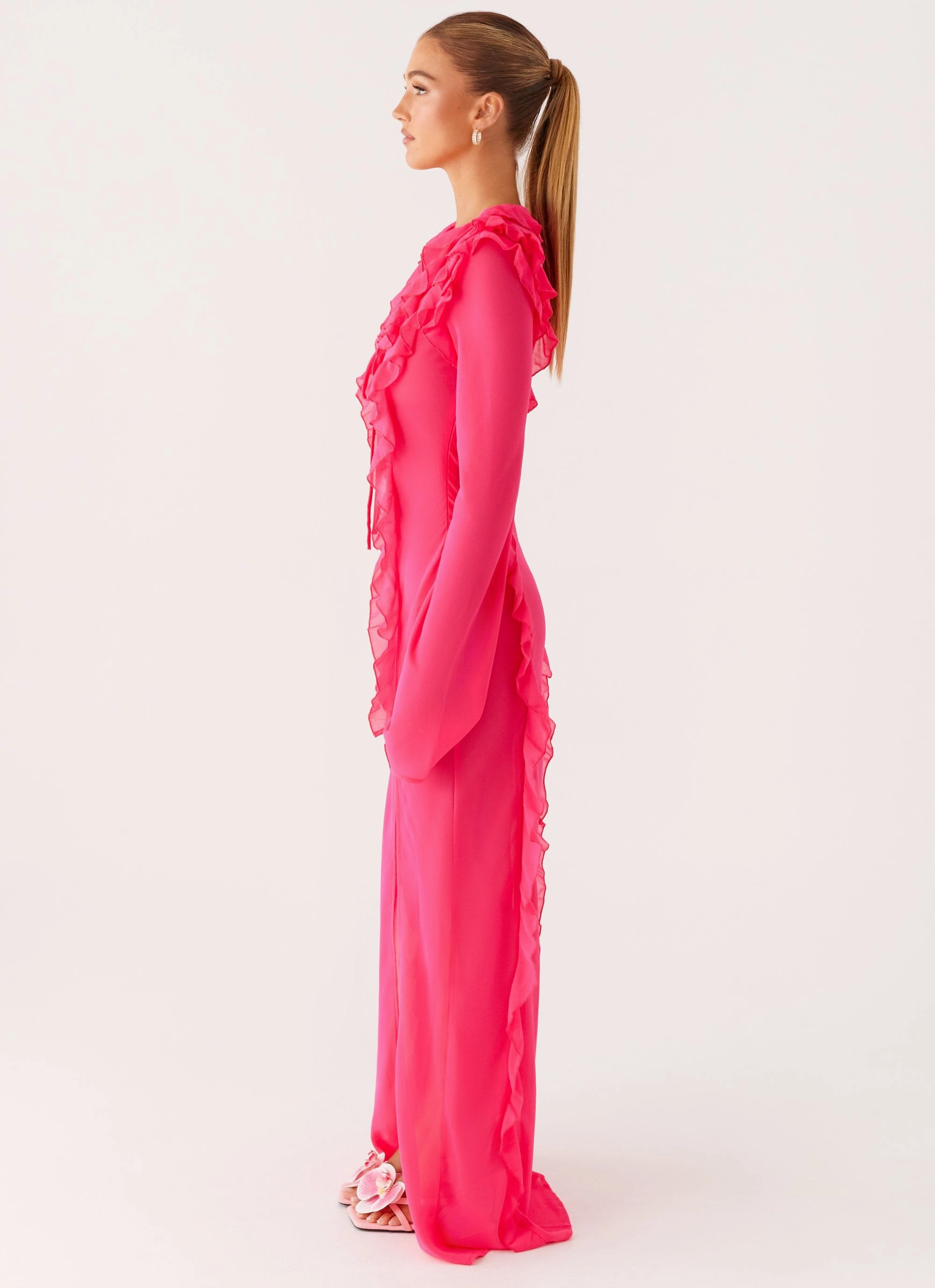 Charlize Maxi Dress - Pink ConvertibleNeckline Mood Edge