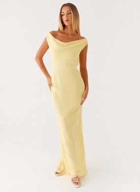 Refined Simplicity Brittany Chiffon Maxi Dress - Pastel Yellow