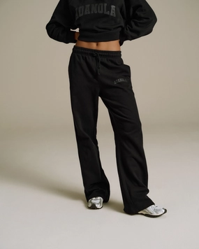 Varsity Loose Fit Straight Leg Sweatpants - Black Tagless label Temperature Regulating Fabric