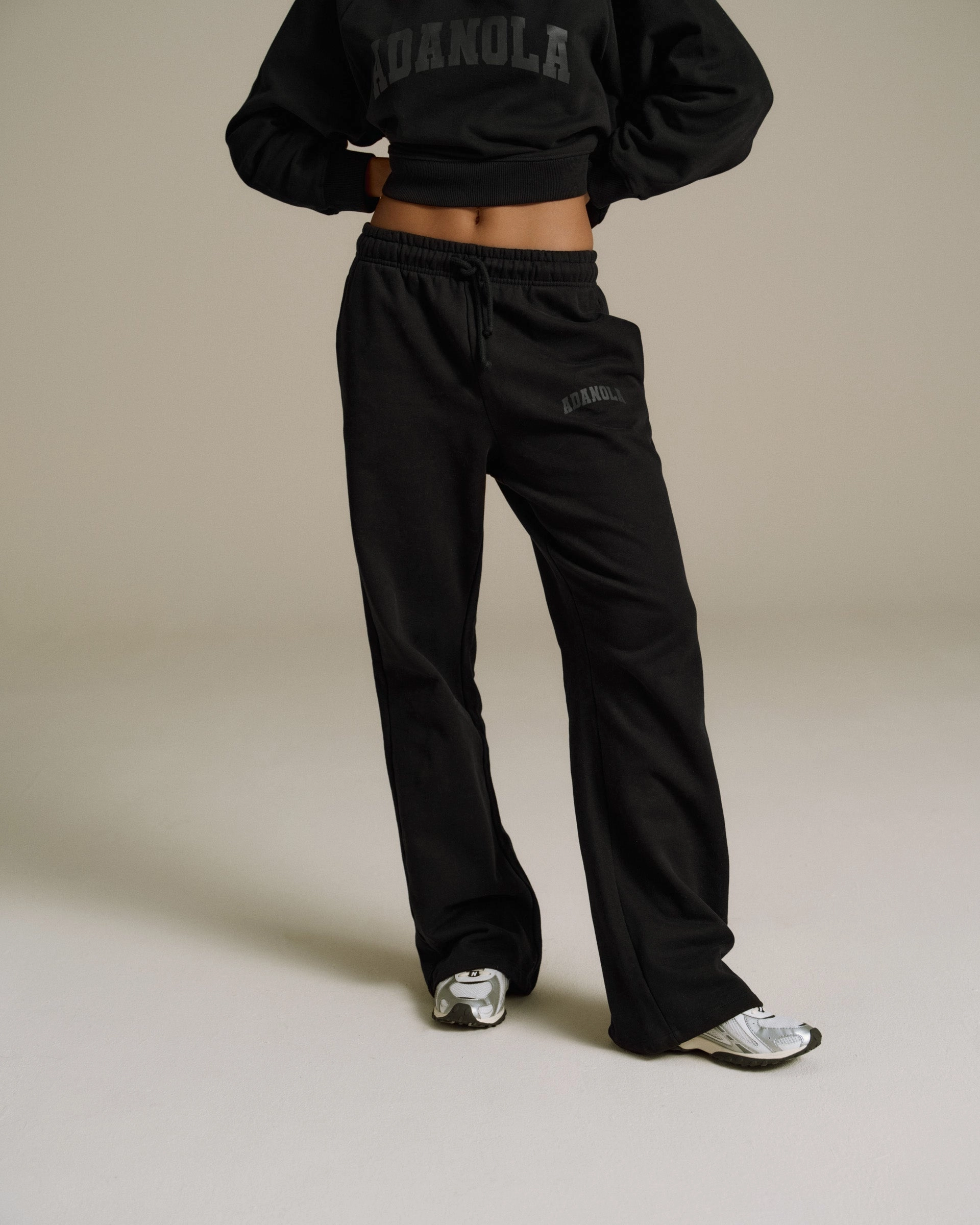 Varsity Loose Fit Straight Leg Sweatpants - Black Tagless label Temperature Regulating Fabric