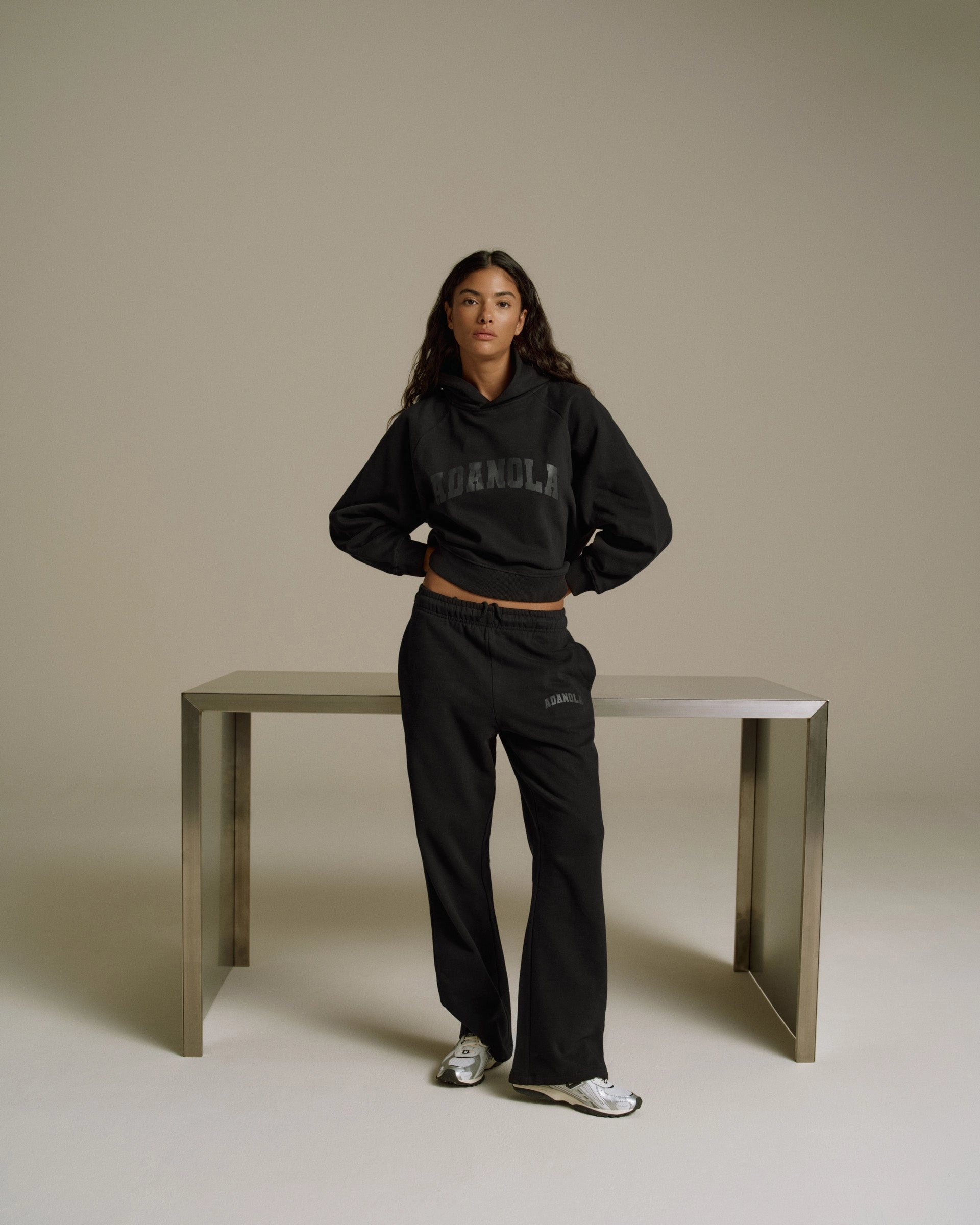 Varsity Loose Fit Straight Leg Sweatpants - Black Casual Wear