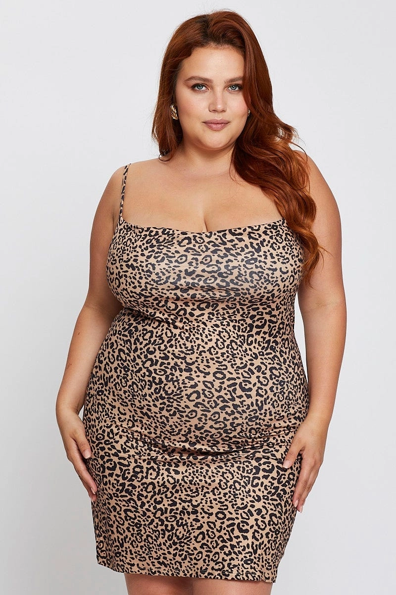 Animal Print Strappy Sleeveless Bodycon Dress Editor??s-Pick