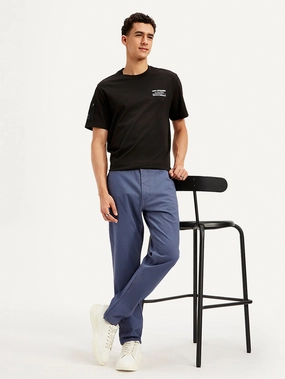Men's Greyish Blue Tapered Chinos Simple and Cozy