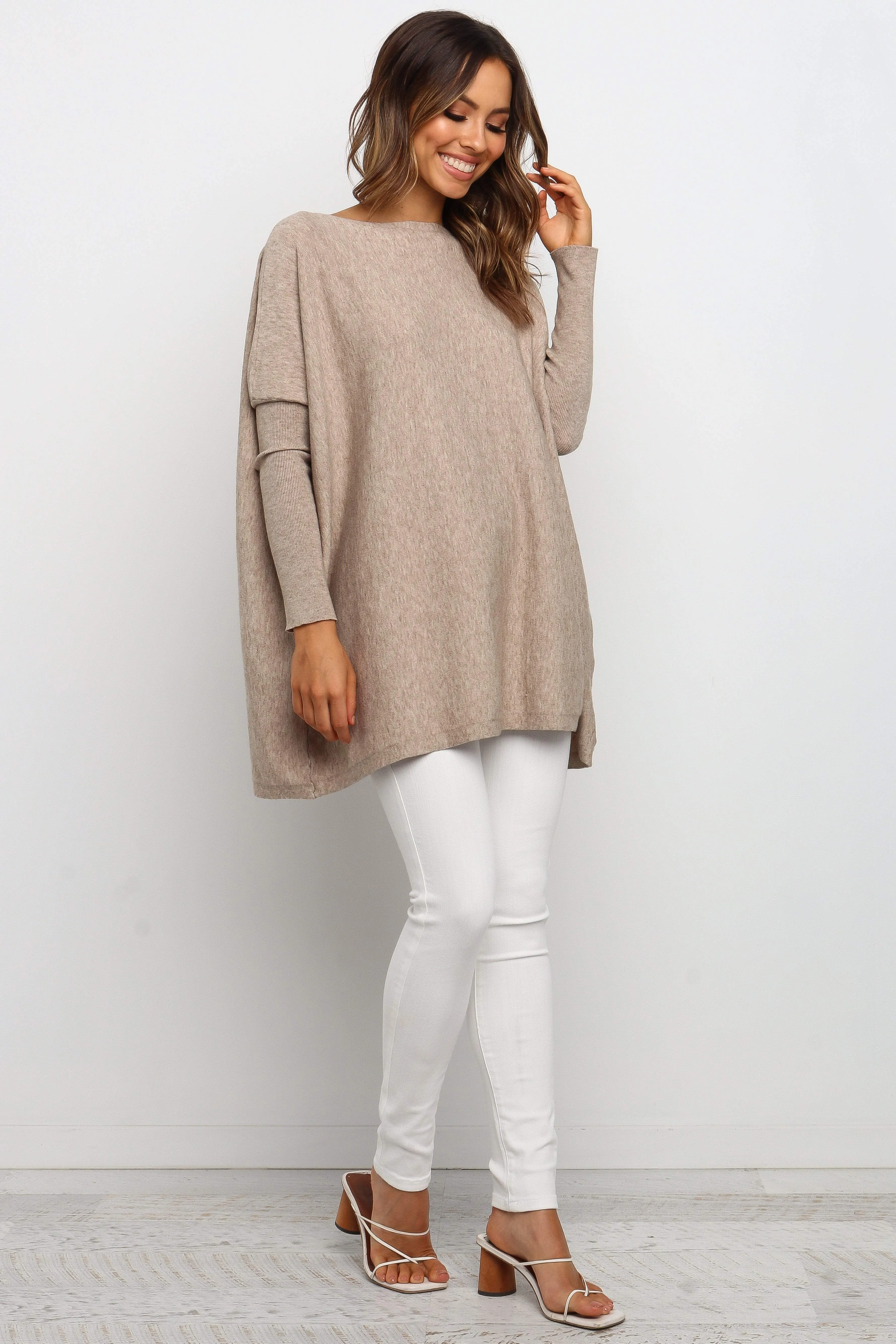 Seam Free Edges Effortless Style Jemima Sweater - Beige
