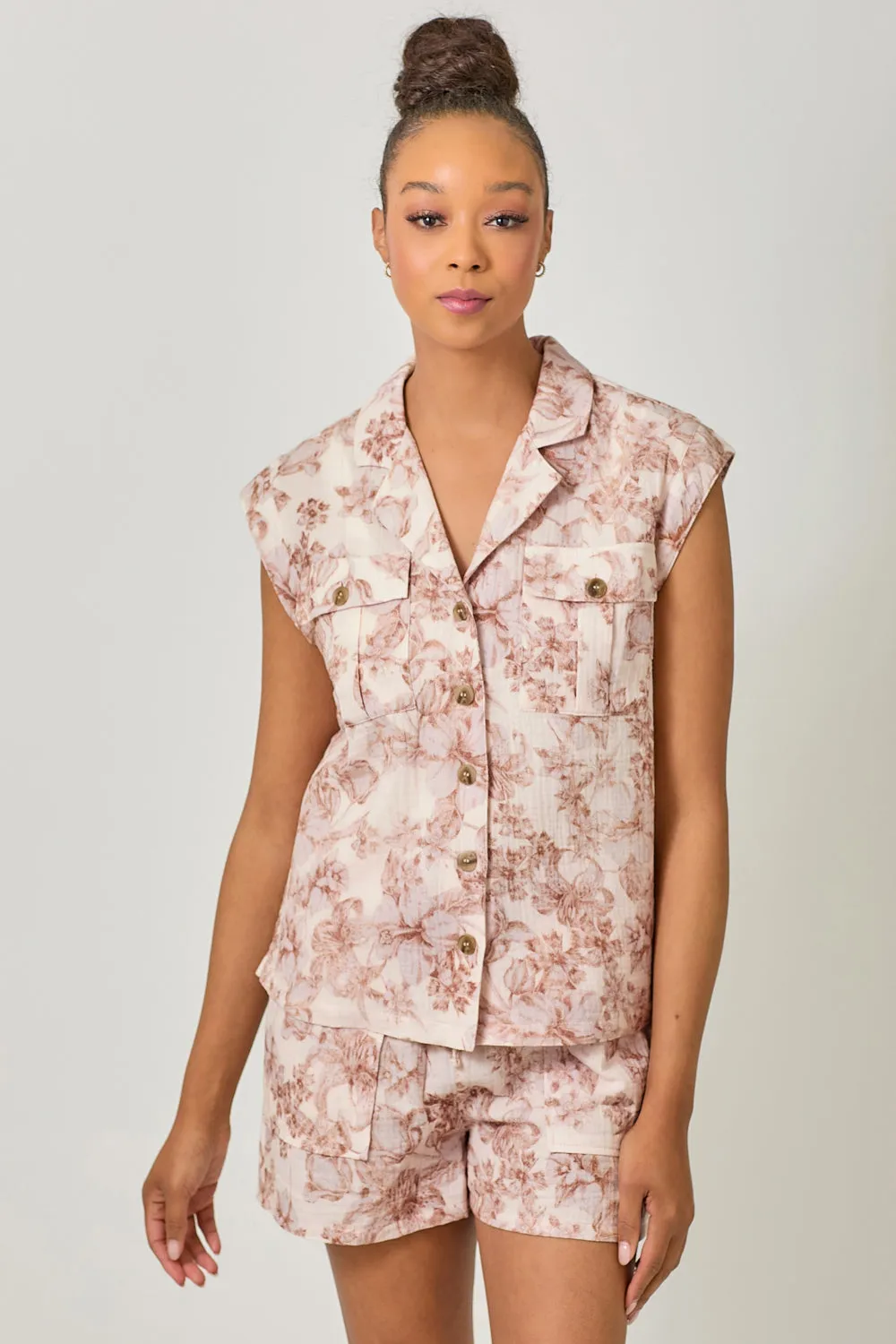 Button Down Camp Shirt | Cappuccino Graphic designs Comfy Fit Wear