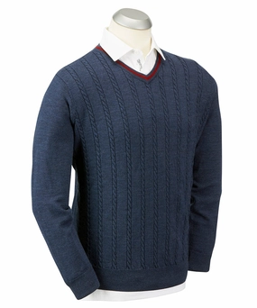 Breezy Day Cable-Front V-Neck Sweater