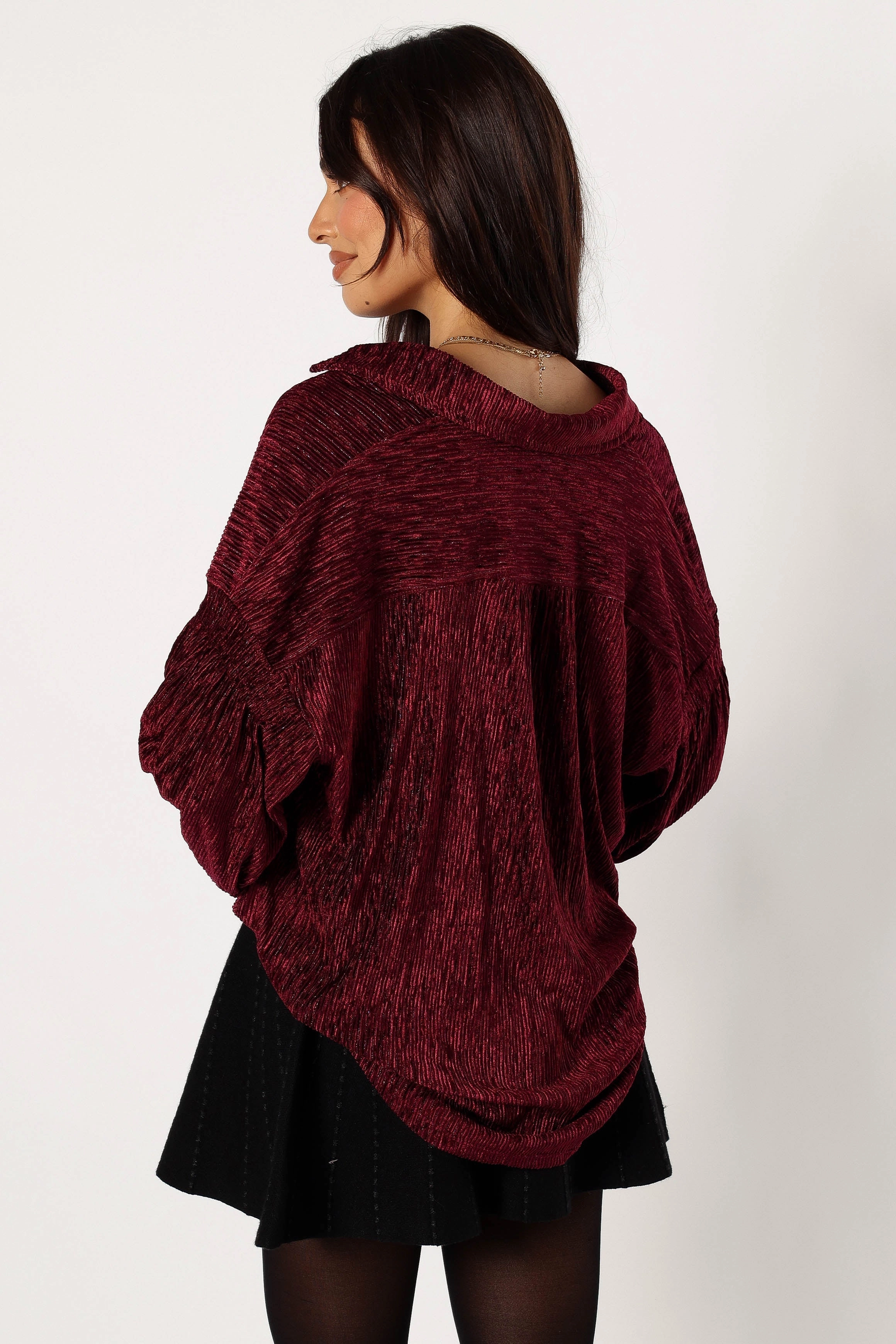Cadence Long Sleeve Top - Burgundy Camouflage Print