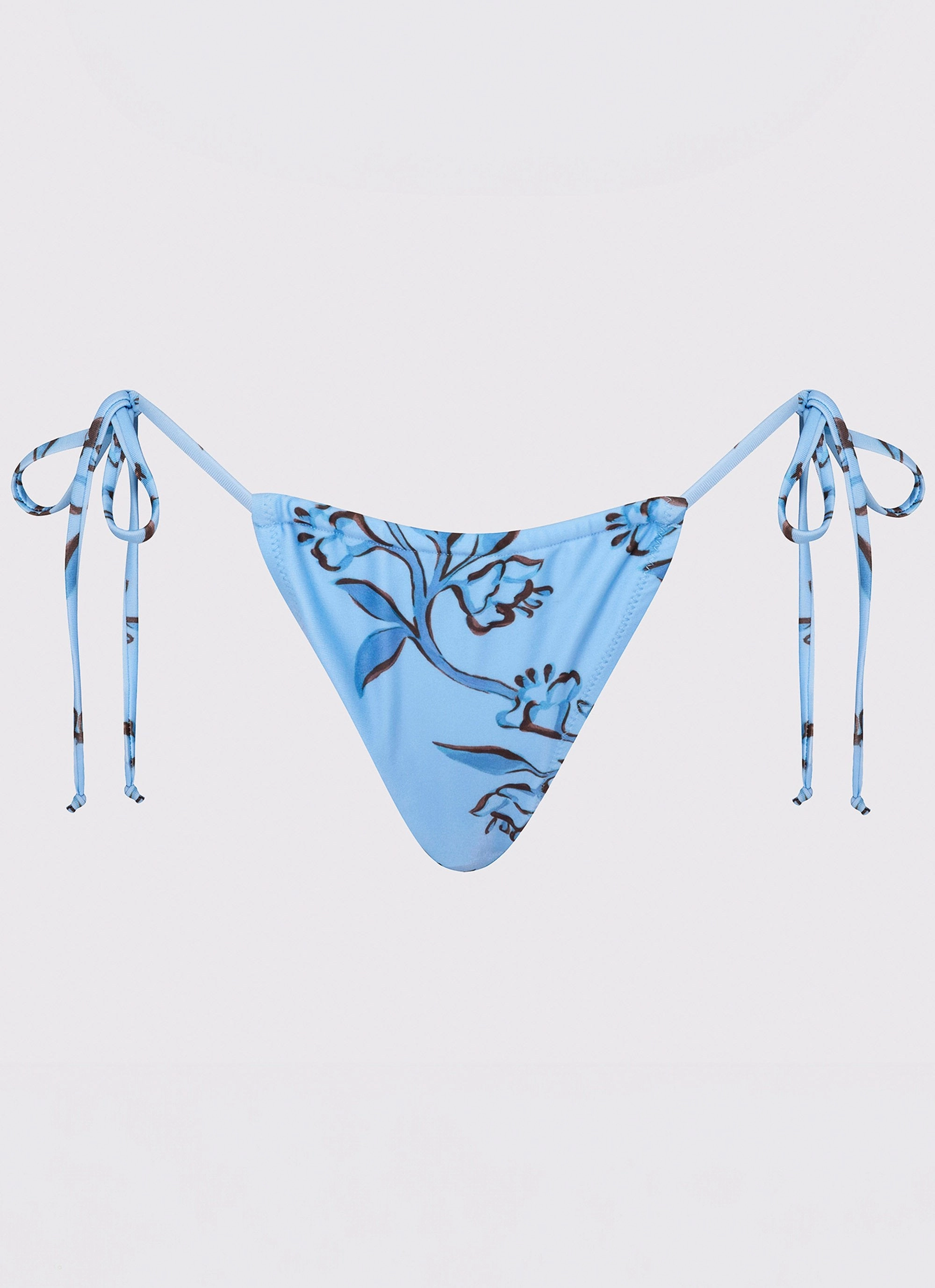 Breathable Lining Foam Free Padding Calista Bikini Bottoms - Blue Floral Print