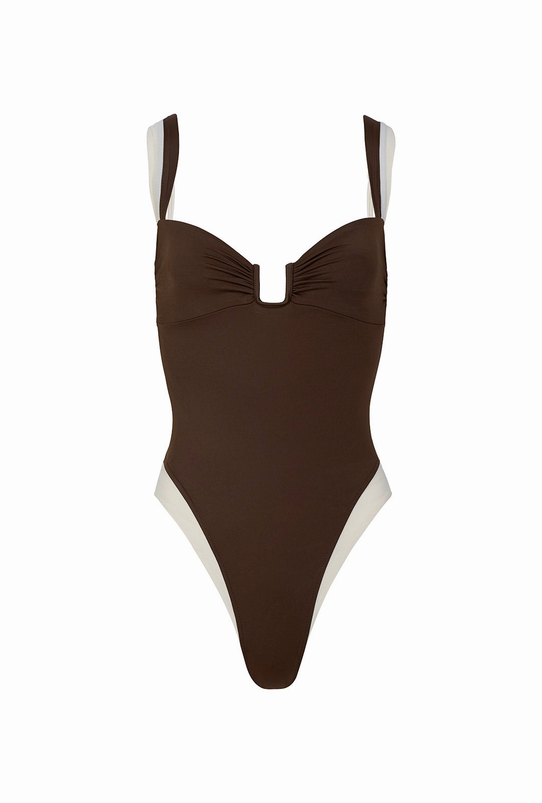 Modern Twist Minimalist-Look Cannes One Piece - Espresso/Ivory