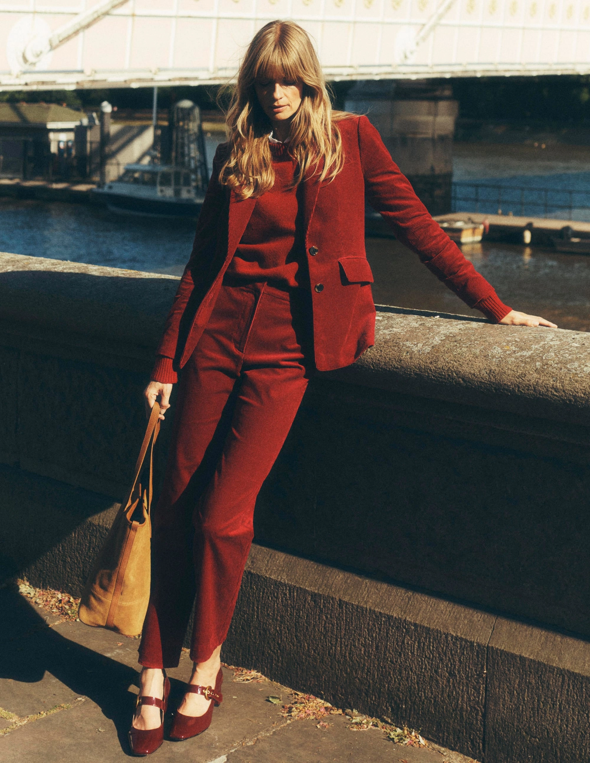 Customizable length Canonbury Cord Trousers-Burgundy Red