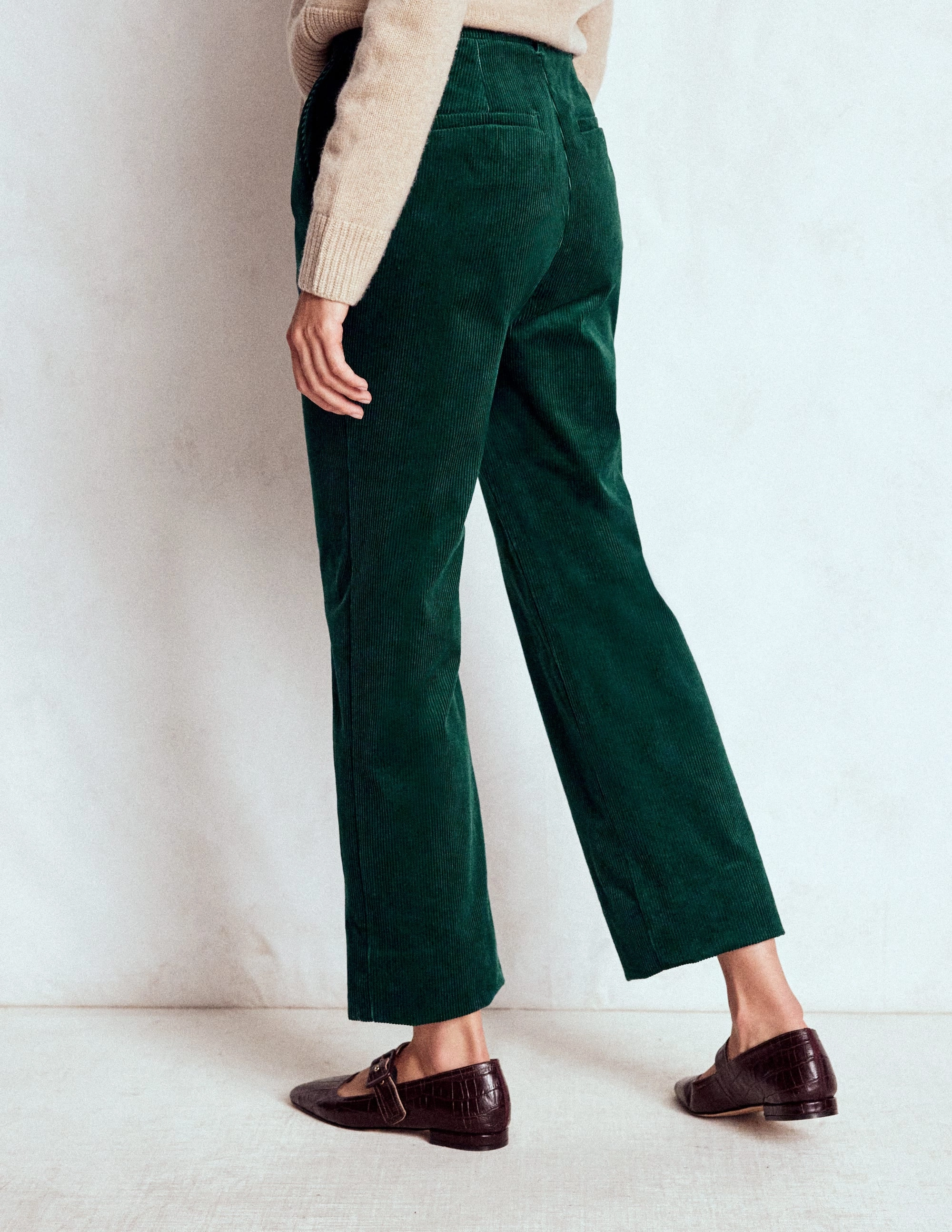 Canonbury Cord Trousers-Emerald Night Soft Brushed Lining Mesh Panel