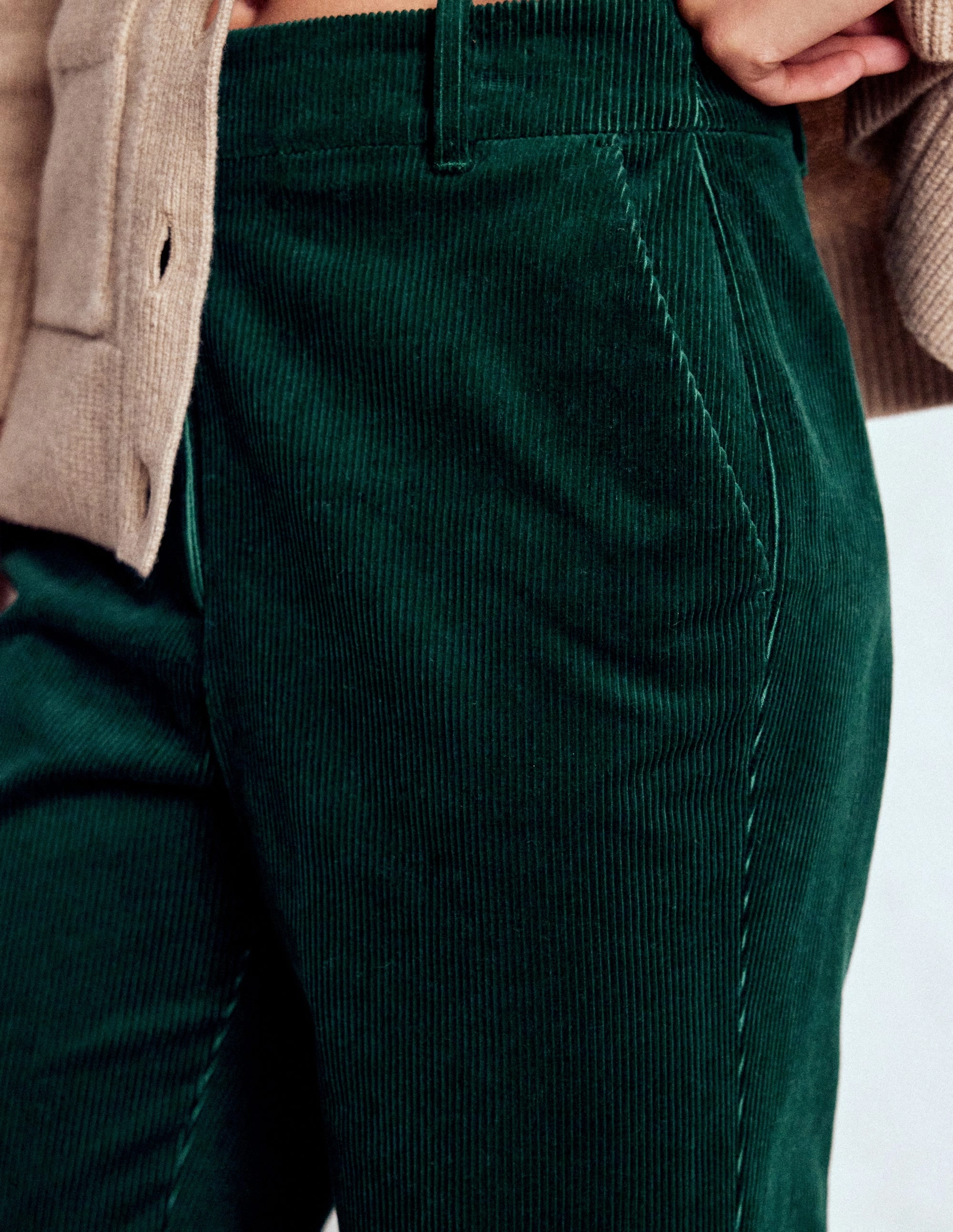 Eco Friendly Dyeing Fashionable Look Canonbury Cord Trousers-Emerald Night