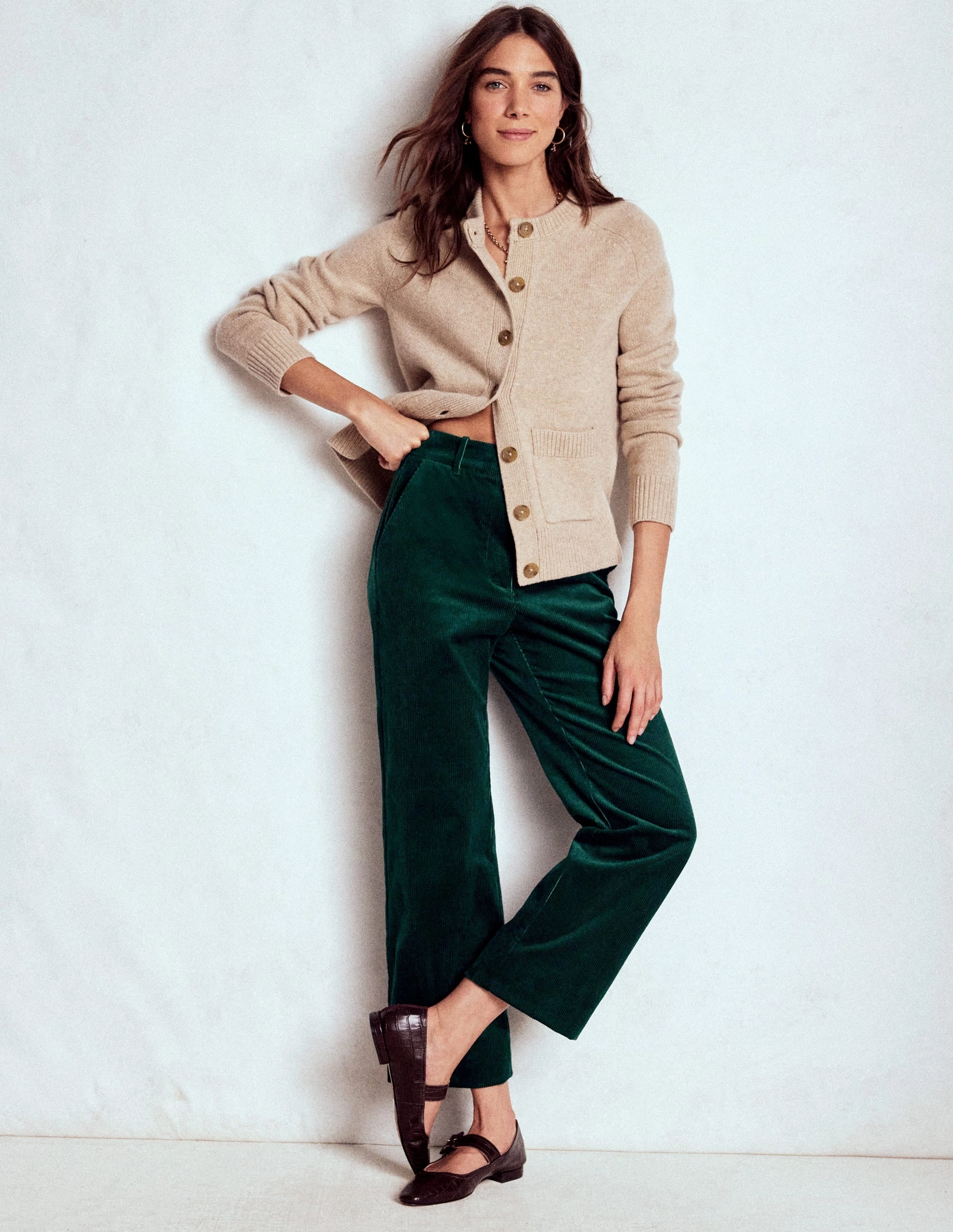 Canonbury Cord Trousers-Emerald Night Minimal Design