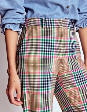 Move Easy Stretch Motion Canonbury Tailored Trousers-Brown,Rose Pink and Navy Check