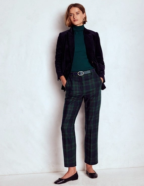 Erasable Logo Patch Smart Utility Canonbury Wool Trousers-Navy and Green Tonal Check