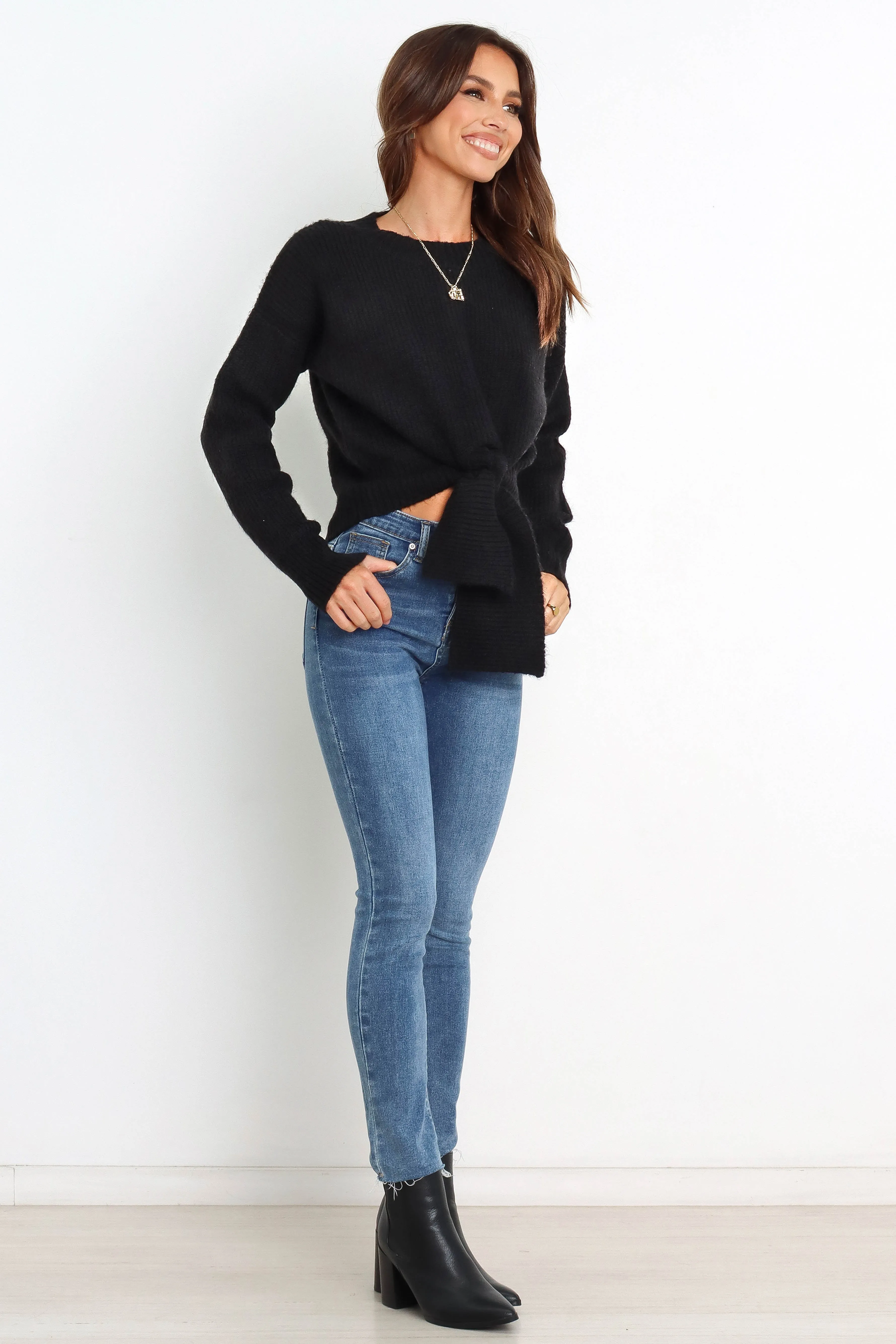 Captivate Knit Sweater - Black LowMaintenance Care