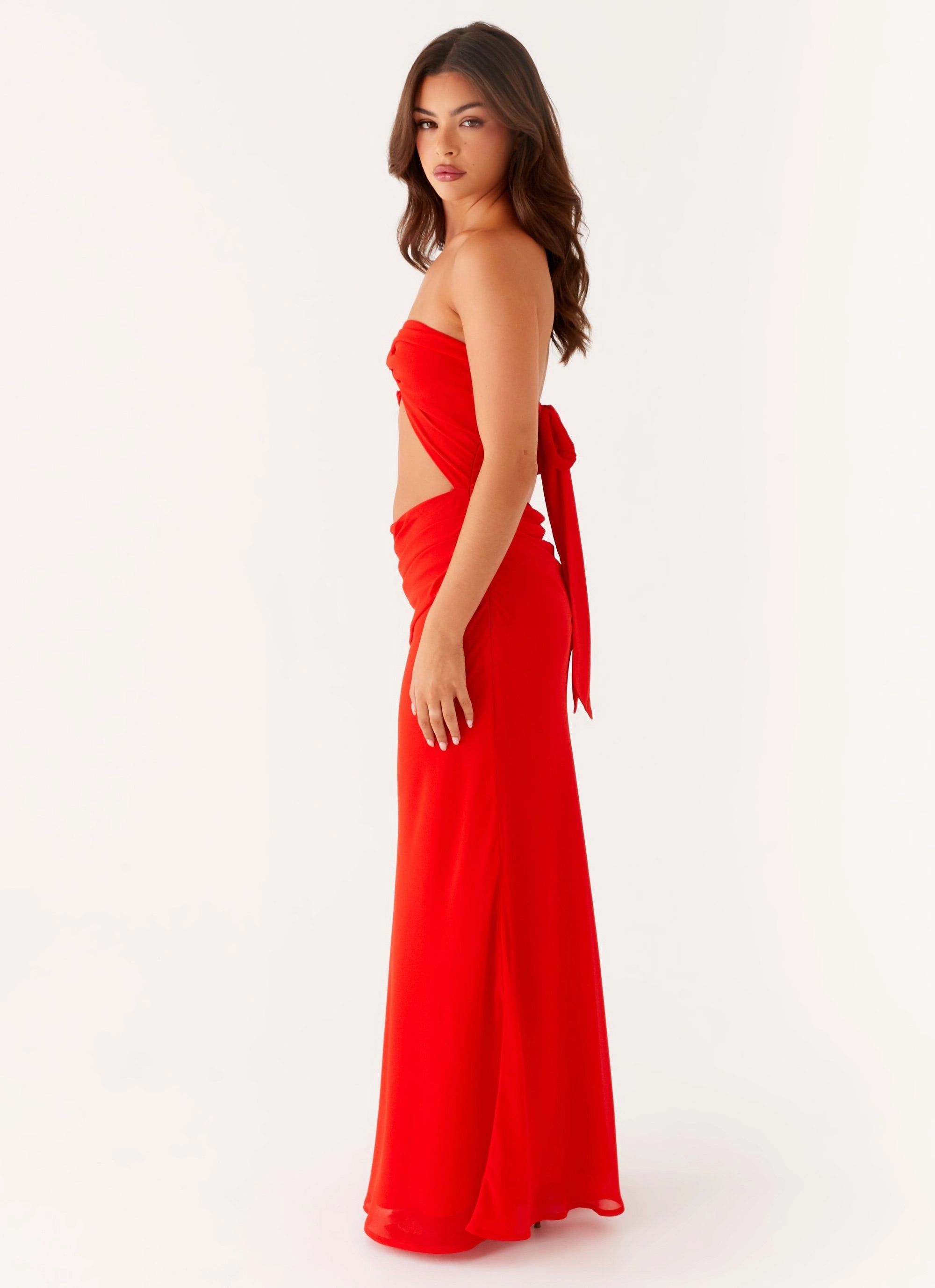 Carla Maxi Dress - Red Luxurious Texture Korean Trend
